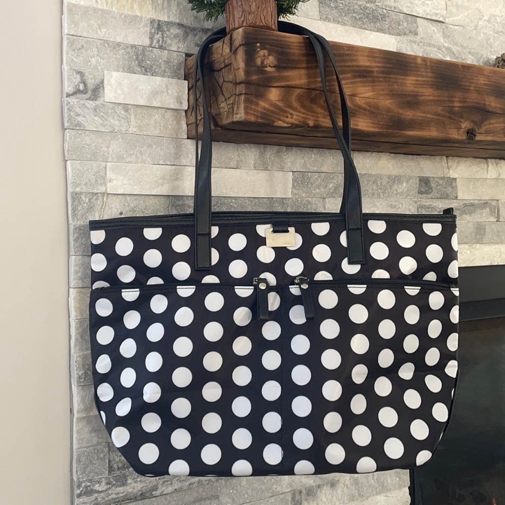LIKE NEW GAL Black White Polkadot Bag